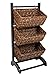 BIRDROCK HOME 3-Tier Abaca Storage Organizer Shelf with Solid Wood Frame - Durable Handwoven Abaca Fiber Baskets - Ideal for Organizing Living Rooms, Bedrooms, or Kitchens - Brown Wash, Espresso