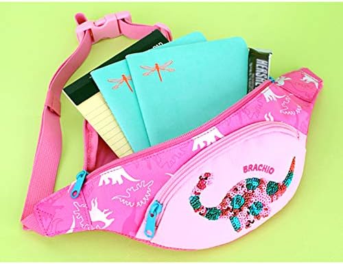 Waist Fanny Hip Pack Pouch Crossbody Waist Coin Purse Bag Dinosaur Childs bumbag for Kids Children, Girls, Boys (Brachio Pink) - Image 4