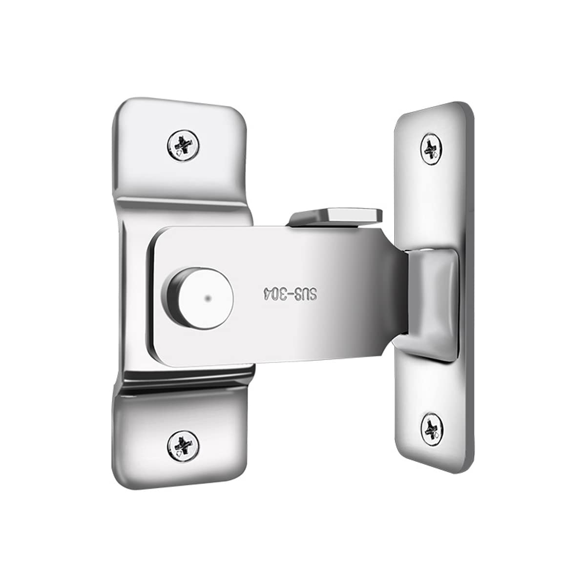 Unifizz 304 Stainless Steel 90 Degree Right Angle Door Lock Buckle Bolt Lock Cam Latch, Door and Window Sliding Lock Anti-Theft Buckle Door Lock, Large Brushed 1pcs