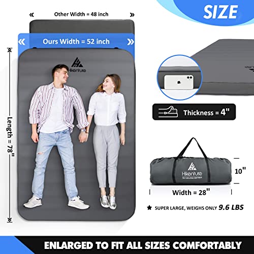 Hikenture Extra Thick Double Self Inflating Sleeping Pad, 9.5 R Camping