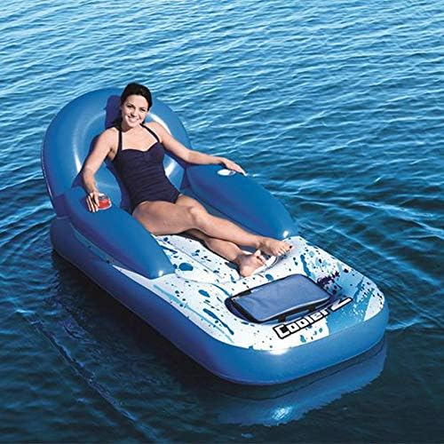 WXHYBB Water hammock Lazy Lounge Blue Inflatable Pool Lounge Bed With Backrest Armchair Cup Holder