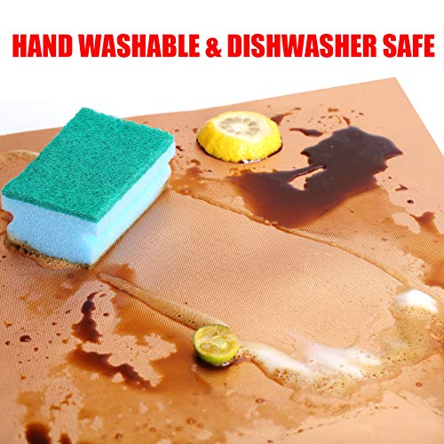 PR PeakRous Grill Mats for Outdoor Grill, 5 Packs (2 Copper Grill Mats, 3 BBQ Mesh Mats, 2 Cleaners) Heavy Duty 0.3MM Thicker Baking Mats Nonstick Reusable for Charcoal Gas Electric Grill