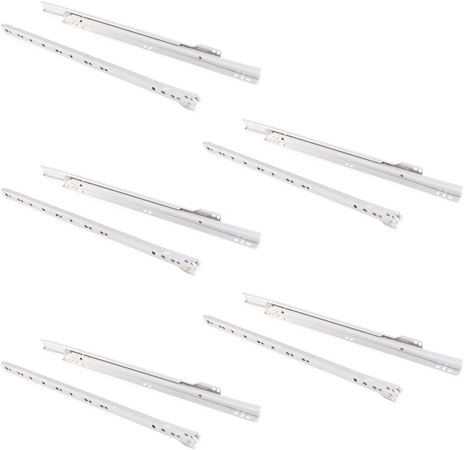 Emuca Drawer Runners 400mm Partial Extension White Set of 5
