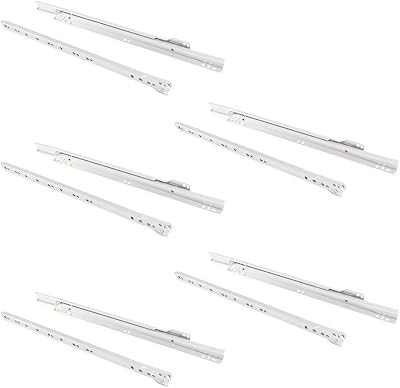 Emuca Drawer Runners 400mm Partial Extension White Set of 5