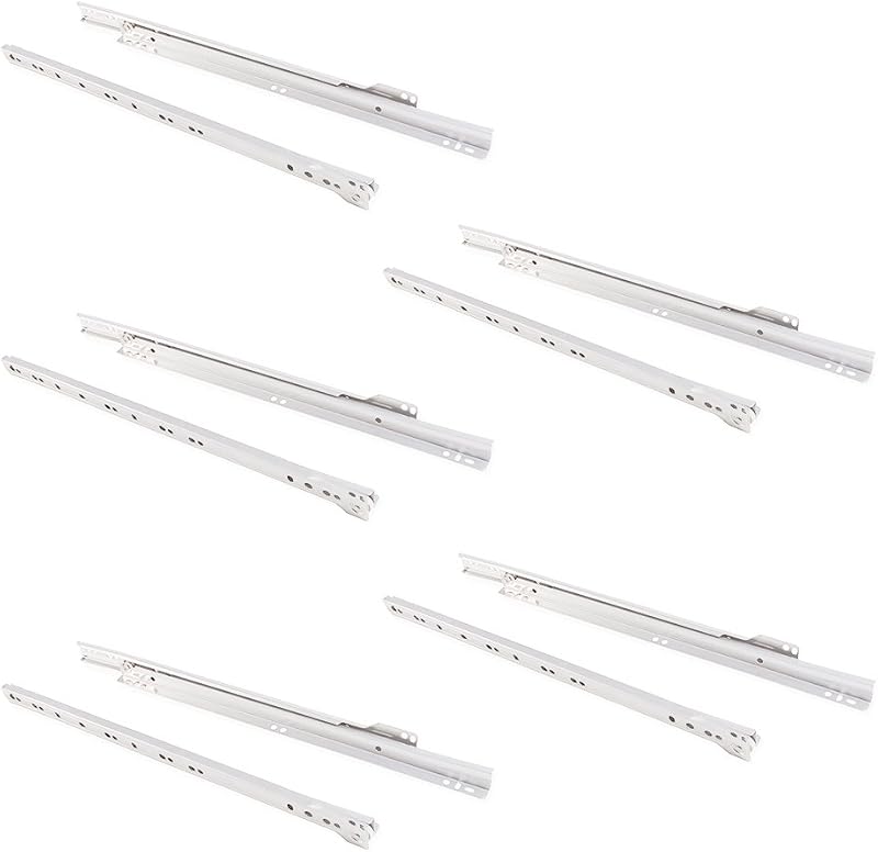 Emuca Drawer Runners 400mm Partial Extension White Set of 5