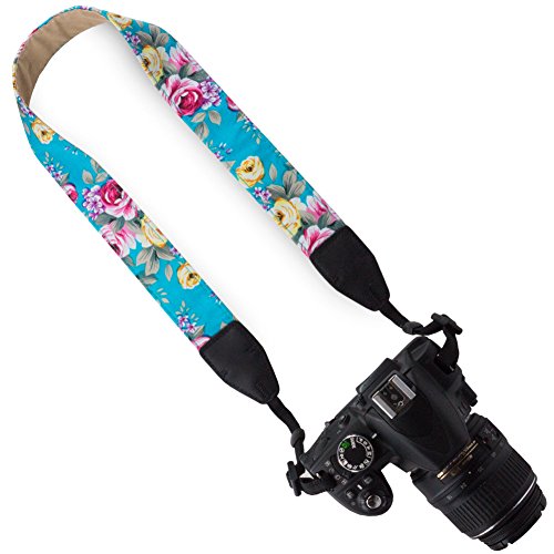 Wolven DSLR/SLR Camera Neck Shoulder Belt Strap Cotton DSLR/SLR Camera Neck Shoulder Belt Strap For Nikon Canon Samsung Pentax Sony Olympus or Other Cameras - Green Flower