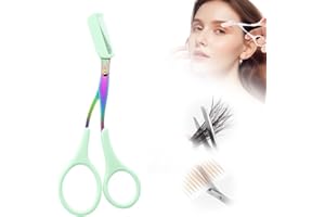 JITATY Eyebrow Trimmer Scissor,2024 New Eyebrow Trimmer for Women Men,Eyebrow Scissors with Comb,Non-Slip Eyebrow Cutter Eye Brow Razors,Eye Brow Shaper Trimming Scissors Makeup Tool (Green)