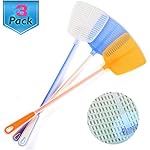 Fly Swatter Manual Swat Pest Control - 18.5"- Long Handle - Premium Extra Thicker -Durable - Multi-Color Pack of 3