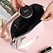 Frebeauty Holographic makeup bag Cosmetic Shiny Rainbow pouch Portable Handle bag Colorful Laser Iridescent pouch Waterproof Cosmetic large Makeup Case Toiletry Beach Wash Bag (holographic milk-pink)