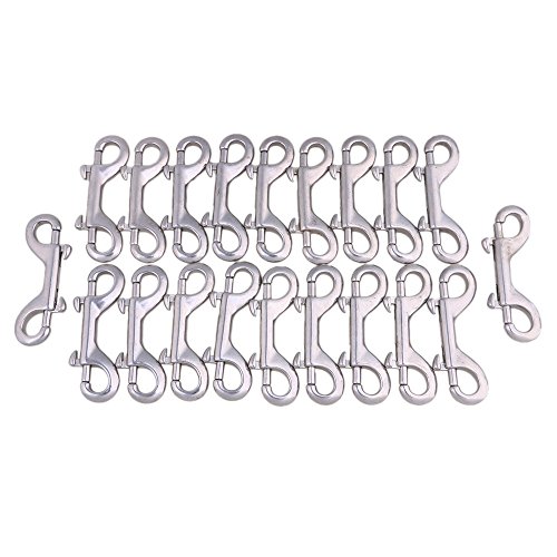 CNBTR Silver 304 Stainless Steel 90mm Double Ended Round Eye Hook Bolt Snap for Pet Chains Set of 20