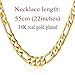 U7 Figaro Chain 22 Inch Gold Plated 5mm Wide Chains Necklace for Men Women