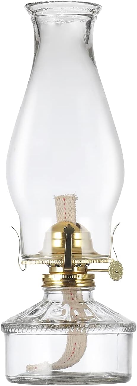 Oil Lamps & Accessories - DNRVK Warm Home Mood Lighting Classic Kerosene Lamp for Indoor Use Large Clear Glass Chamber Oil Lamps Lanterns 12.59