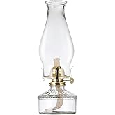 DNRVK Warm Home Mood Lighting Classic Kerosene Lamp for Indoor Use Large Clear Glass Chamber Oil Lamps Lanterns 12.59" Heigh