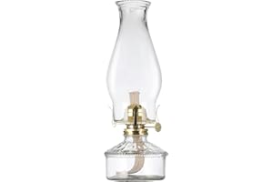 DNRVK Warm Home Mood Lighting Classic Kerosene Lamp for Indoor Use Large Clear Glass Chamber Oil Lamps Lanterns 12.59" Heigh