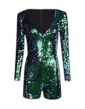 HaoDuoYi Women's Sparkly Sequin V Neck Party Romper Jumpsuit Dress