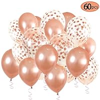 Rose Gold Balloons and with Confetti Rose Gold Balloons for Birthday,Baby Shower, Bridal Shower (12 inch 60 pcs)