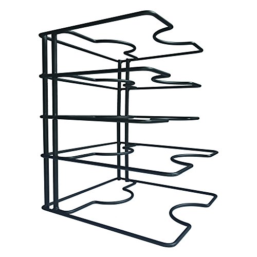 ZESPROKA Pots & Pans Holder (5 Tier) Pan Rack Organizer for Kitchen Counter Cabinet & Pantry - Heavy-Duty Iron Construction -Standing Pot & Pan, 11.81" x 8" x 9.84", Black