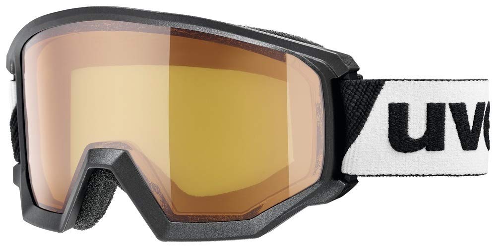 uvex Athletic LGL - Ski Goggle for Men and Women - Contrast Enhancing - Extended Field of Vision & Anti-Fog Coating - Black/Lasergold Lite-Blue - One Size