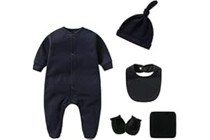 CHAMIE Newborn Boy Girl Clothes Sets Cotton Long Sleeve Romper Jumpsuits Unisex Outfits With Baby Mittens Hats Gloves