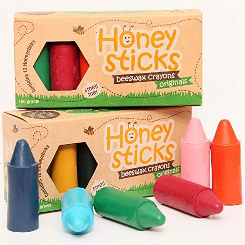 Honeysticks 100 Pure Beeswax Crayons Natural, Safe for Toddlers, Kids