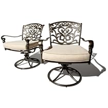 Strathwood St. Thomas Cast Aluminum Swivel Dining Arm Chair Set of 2