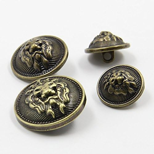 Retro Bronze Lion Head Crown Metal Shank Buttons for Fashion Coats(Bronze, Pack of 6) (0.98 inches)