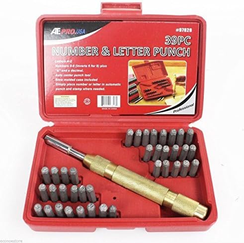Westcoastpapa 39pc STEEL METAL AUTOMATIC HAND LETTER and NUMBER ID STAMPING PUNCH TOOL KIT SET by PRO USA