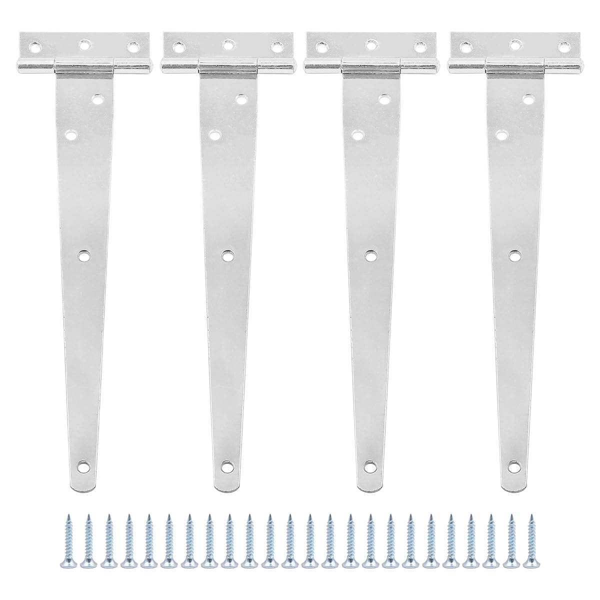Set of 4 ZONADAH Garden Shed Door Hinge Heavy Duty Strap Tee Hinge 254mm/10inch Rustproof T Hinges Gate Door Barn Wrought with Screws for Gates Shed Doors Windows Fence Garden Storage Rooms