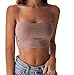 USGreatgorgeous Women's All-Match Spaghetti Strap Crop Top … (S, Light Khaki)