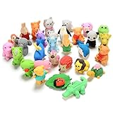 GoaPly 30PCS Mini Animals Erasers Cute Erasers Set Japanese Puzzle Eraser Novelty Erasers Toys for Boys and Girls Party Favors Gift Educational Toys.