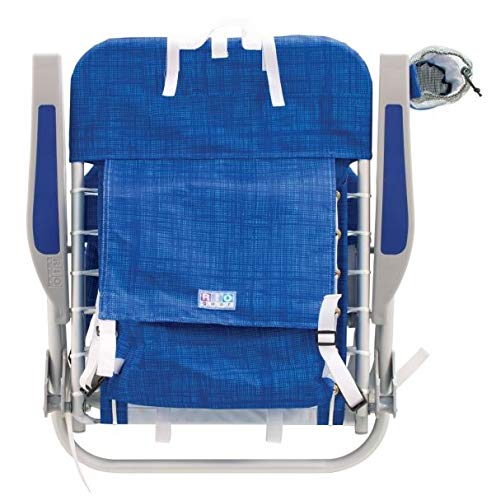 RIO BEACH Beach Chairs Backpack and Beach Umbrella with Cup Holders Lace-Up Backpack Chair Set, Nautical Blue + 7' Beach Umbrella with Integrated Sand Anchor and Table