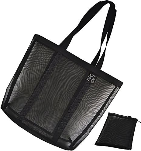 Beach Tote Bag - Lightweight Heavy-Duty Mesh Tote Bag w Convenient Long Handles
