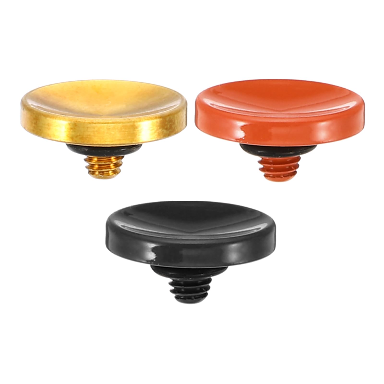 PATIKIL Camera Shutter Button, 3 Pack Soft Shutter Release Button Pure Copper Camera Button Concave Suitable for Nikon for Fujifilm for Leica DSLR/SLR Camera, Black Orange Golden