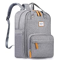 HaloVa Diaper Bag, Baby Nappy Backpack, Large Travel Shoulders Bag for Mommy Maternity Daddy, with Stroller Straps, Light Gray