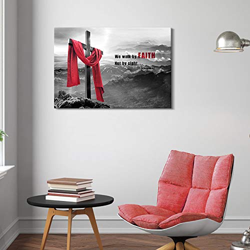 Visual-Art-Decor-Modern-Wall-Art-Wood-Cross-We-Walk-by-Faith-Not-by-Sight-Bible-Verse-Inspirational-Picture-Canvas-Prints-Poster-Decoration-Home-Office-Artwork-24x36