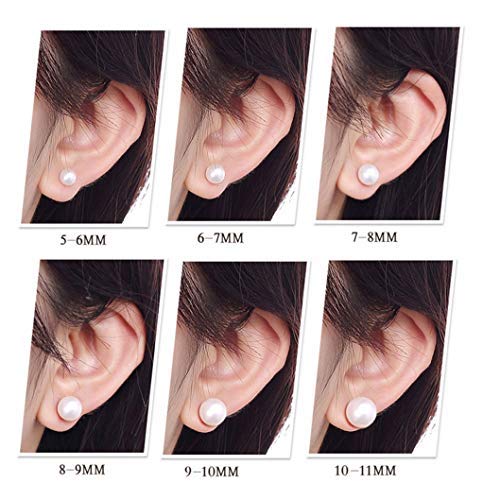 Alyc Pearl Earrings Freshwater Pearl White Button Stud Earrings with 925 Sterling Silver for Women (8.0-8.5mm)