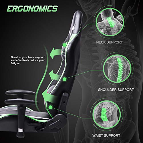 Ficmax Green Massage Gaming Chair High Back, Big and Tall Computer