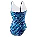 Speedo Womens Athletic Modest Coverage One Piece Swimsuit (6, Blue/Purple/Black Space Dye)