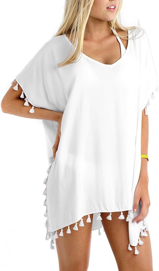 GDKEY Women Chiffon Tassel Swimsuit Bikini Stylish Beach Cover up