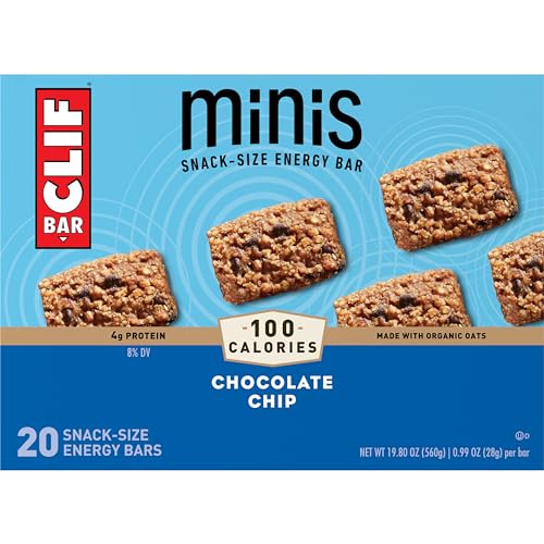 CLIF BAR MINIS – CHOCOLATE CHIP – MADE WITH ORGANIC OATS – 4G PROTEIN – NON-GMO – PLANT BASED – SNACK-SIZE ENERGY BARS – 0.99 OZ. (20 PACK)