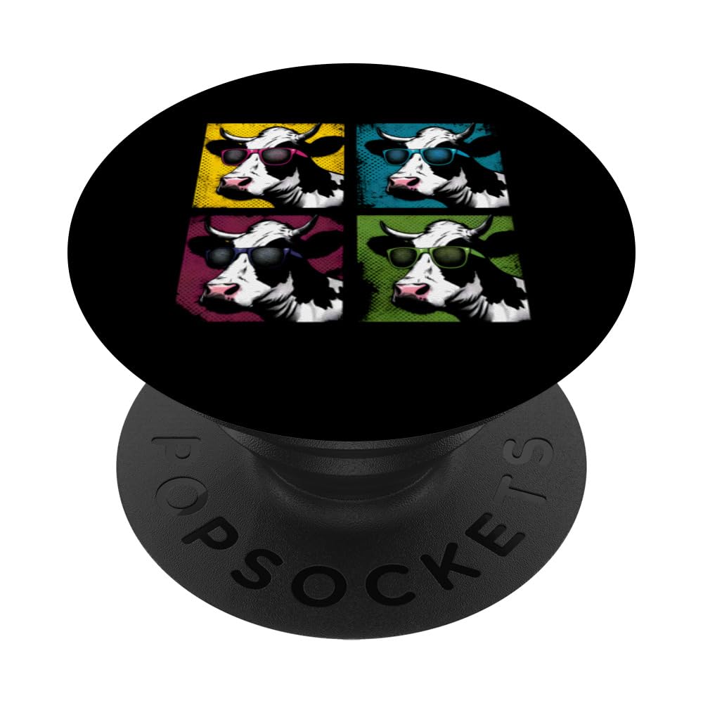 Cow Pop Art - Vintage Graphic Cow Farm Animal Lover PopSockets Swappable PopGrip