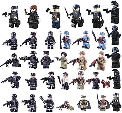 FutureShapers 34Pcs Mini Figures Set SWAT Team Police Minifigures Set Building Blocks for Kids