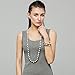 Freshwater White Pearl on Leather Cord 2 Strand Bracelet By handmade for Women 7.8'' Black Brown