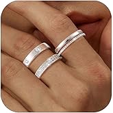 TOSGMY Gold Silver Rings for Women Non Tarnish Stackable Rings Trendy Dainty 18K Gold Plated Stacking Cubic Zirconia Thumb Ring Set Love Friendship Dual Band Rings Promise Wedding Engagement Rings Size 6 7 8 9 10 11