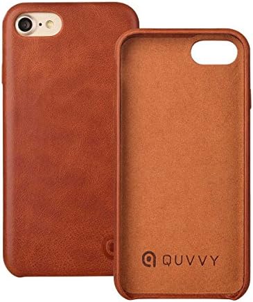 QUVVY The Bristol Premium Leather iPhone 7 Case | Genuine Top Grain Leather | Snap-On Design with Edge-to-Edge Drop, Shock, and Impact Resistance | Designer Smartphone Cover (iPhone 7 Brown)