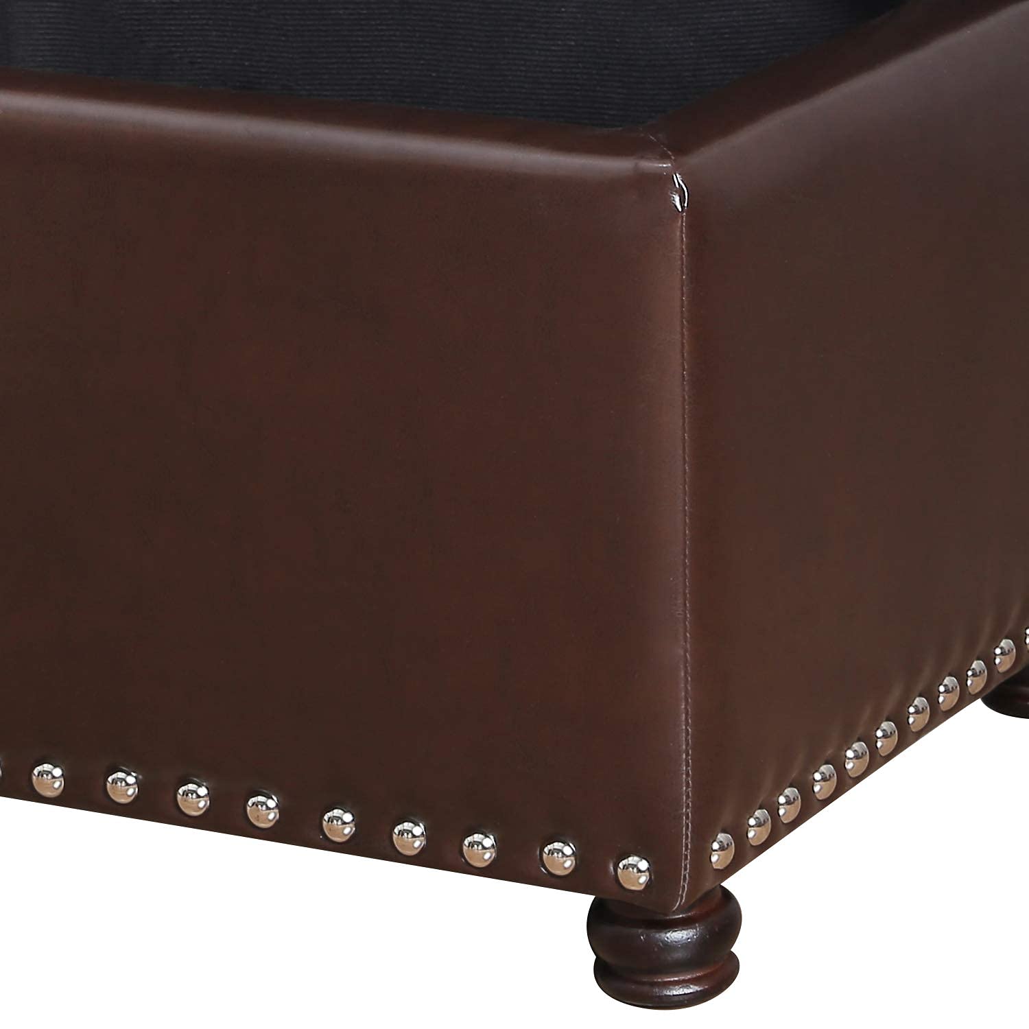 Joveco Leather Storage Ottoman Bench Rectangle 24 Inch Foot Rest Ottomans Stool for Living Room Bedroom(Brown) - Image 8