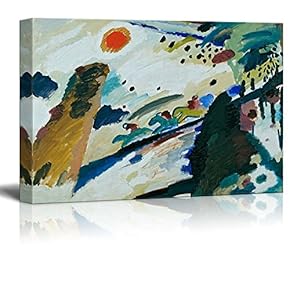 Romantic Landscape by Wassily Kandinsky - Canvas Print Wall Art Famous Painting Reproduction - 12" x 18"