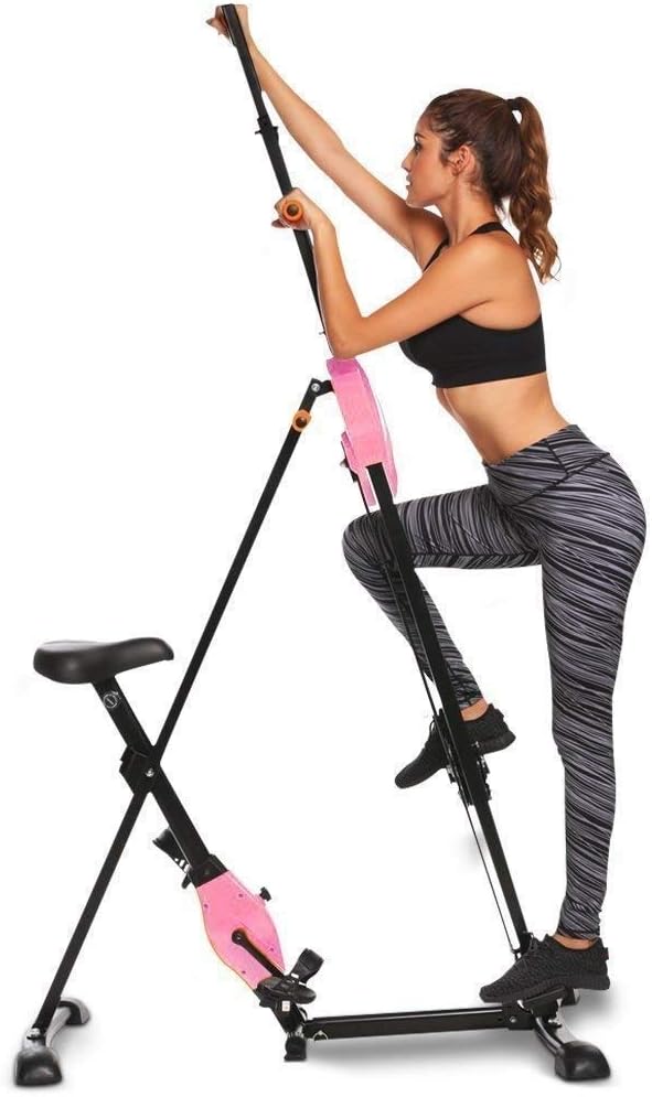 JKLL Vertical Climber Home Gym Exercise Folding Climbing Machine Exercise Bike for Home Body Trainer Stepper Cardio Workout Training Non-Stick Grips Legs Arms Abs Calf
