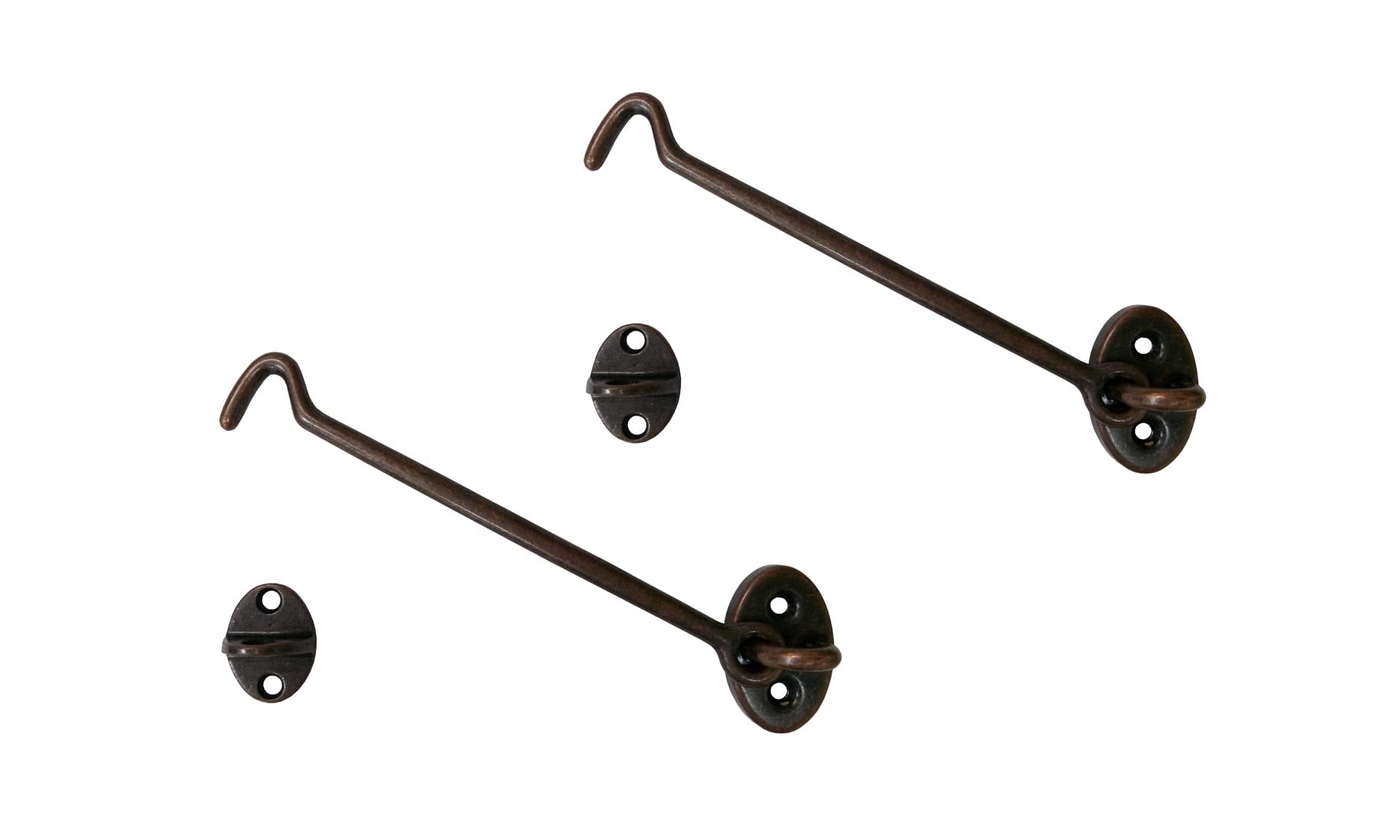 QCAA Heavier Duty Brass Door Hook Latch & Eye, 6", Antique Copper, 2 Pack