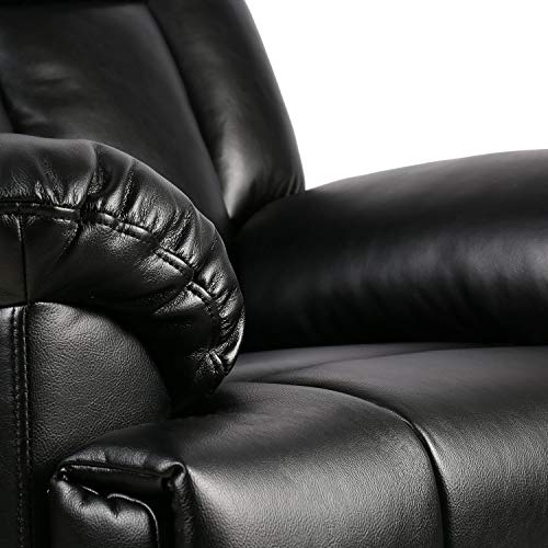 Power Lift Recliner Sofa Chair with Massage and Heating, Luxurious Breathable Leather Air Lounge Living Room Chair, Black - Thumbnail 2